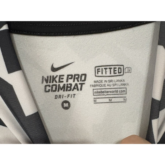 Nike Pro Combat Hyperwarm Dri Fit Max Mens Sz M Black White Fitted Compression - Picture 5 of 11